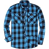 Jveyvth Mens Flannel Shirts Button Down Casual Shirts Long Sleeve Plaid Shirts with Chest Pocket