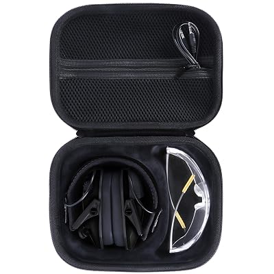 Peyyargo Storage Case Compatible with Walker's Razor Slim Shooting Hearing Protection Electronic Earmuffs (Black, For Earmuffs and Glasses)