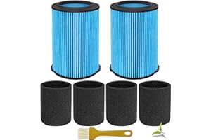 LVJUSEN VF5000 Replacement Filter for Ridgid Shop Vacuums 5-20 Gallon, Universal Fine Dust Filter Fits Rigid Wet Dry Vac/Husky Shop Vacuum Filter 6-9 Gallon with Foam Sleeves- 2 Pack