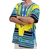 RaanPahMuang Bright Yellow African Tribal Cotton Festival Dashiki Shirt Short Sleeve sz7XL