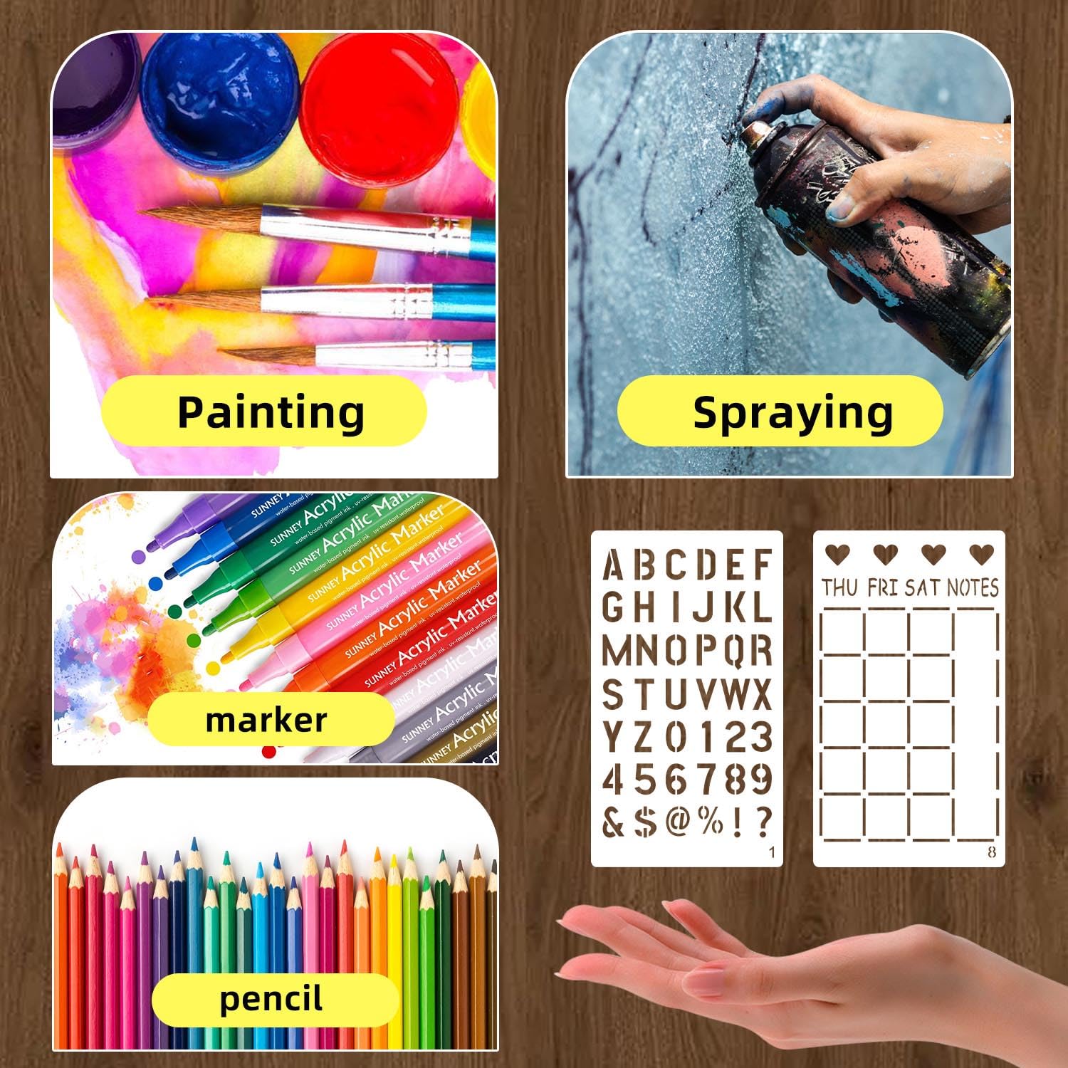 36 Pieces Journal Stencils for Bullet Dot Journaling Notebook Scrapbook, 4 x 7 Inch Planner Stencil DIY Drawing Templates Accessories Supplies Kit for Planners Cards Decorations (Journal)