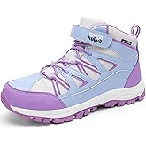 R CORD Girls Hiking Boots Waterproof Durable Kids Hiking Boots TPR Traction Hook&Loop Closure Girls Hiking Boots Anti-Skid Athletic Outdoor Boots