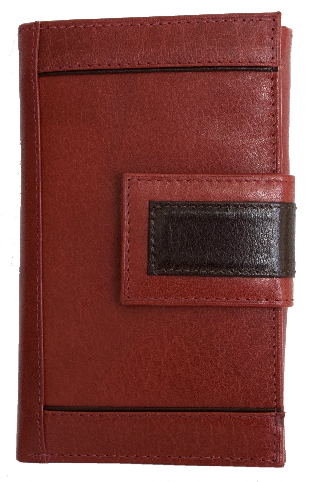 Kristy.X Women's Large Berry-Rust Color Genuine Leather Wallet