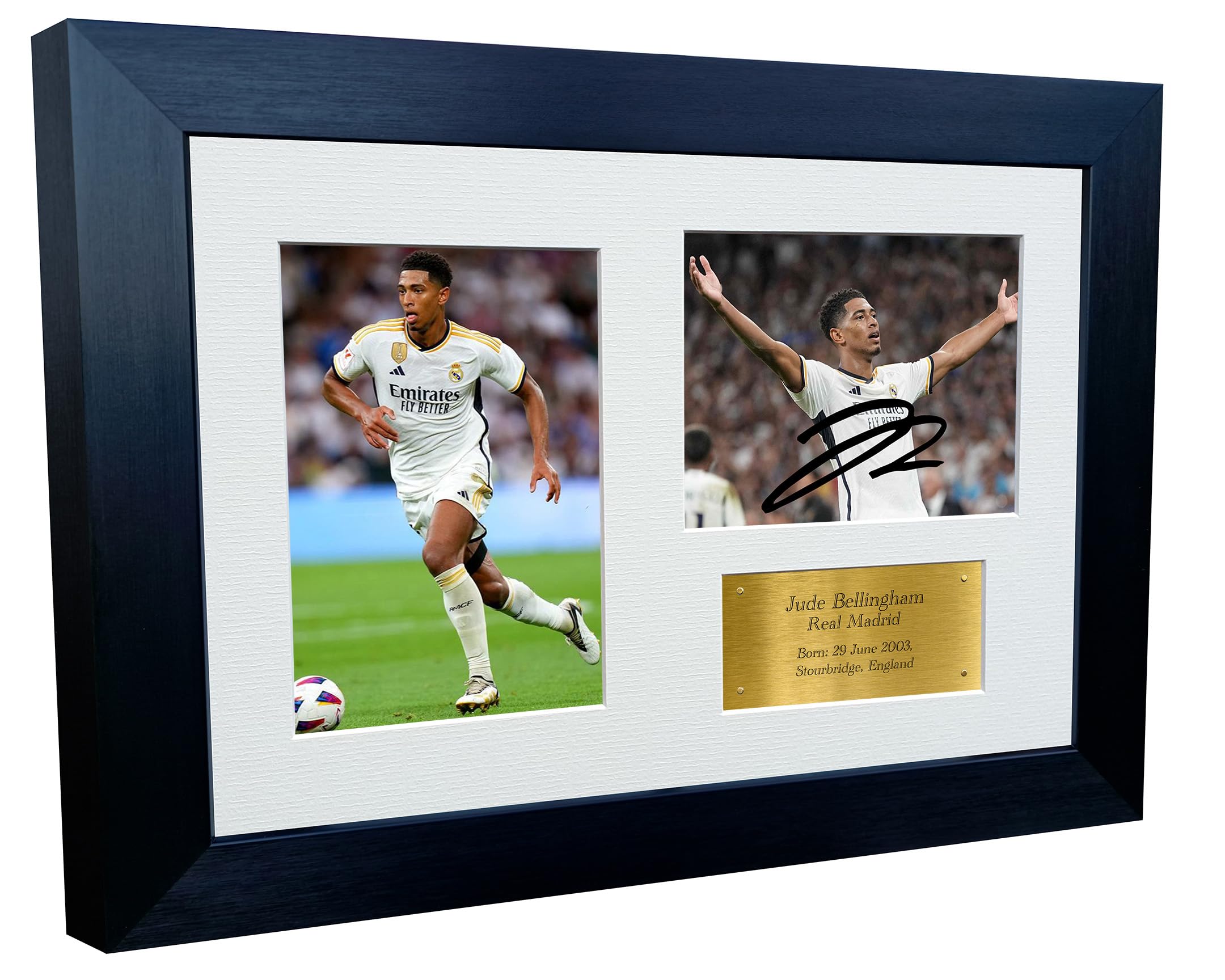 Kitbags & Lockers 12x8 A4 Jude Bellingham Real Madrid Autographed Signed Photo Photograph Picture Frame Football Soccer Poster Gift Gold