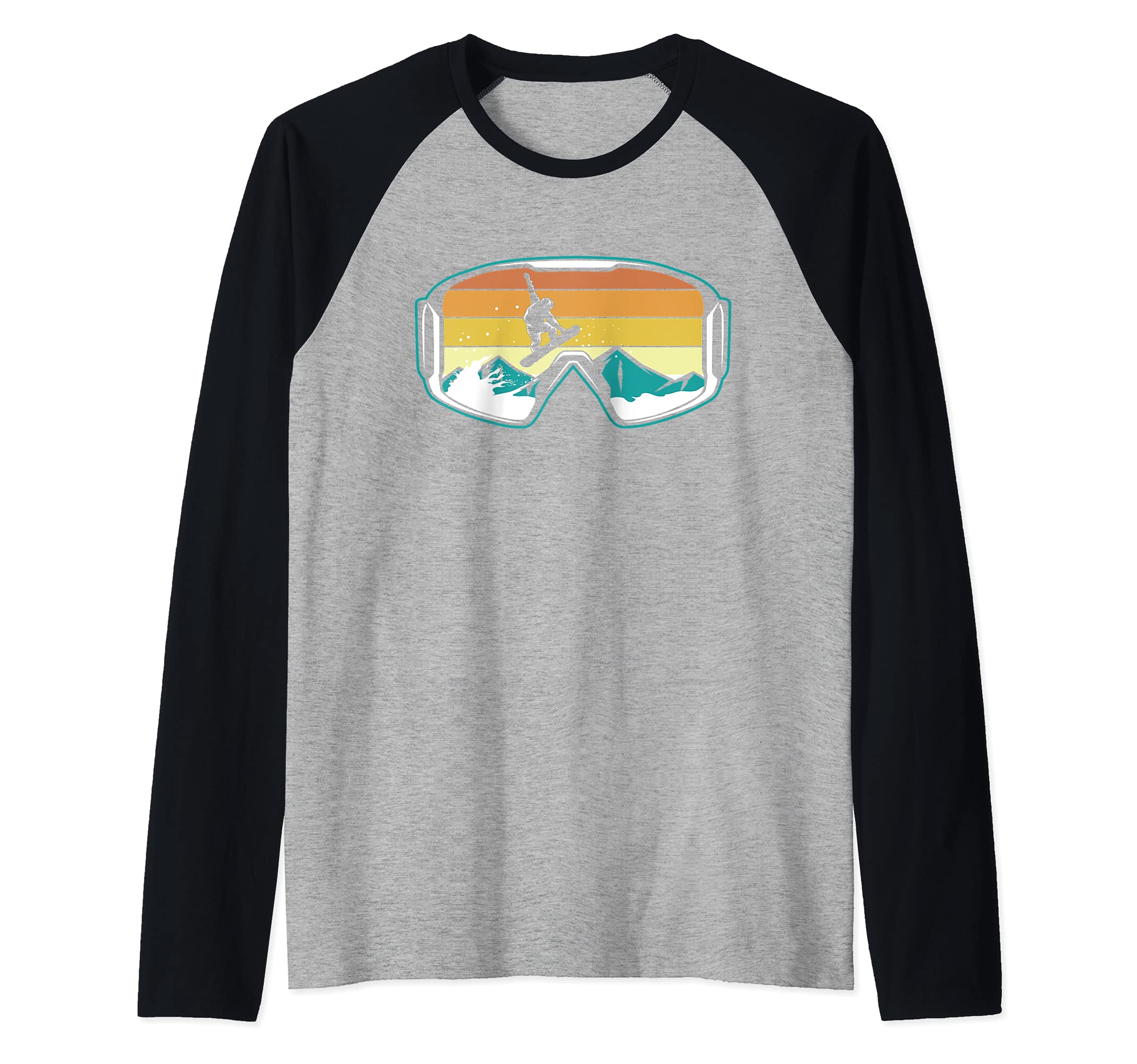 Retro Snowboarding Freestyle Jump Snow Mountain Raglan Baseball Tee