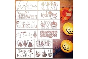 MYJMN Halloween Stencils for Door Mats Large Halloween Rug Doormat Stencil for Painting on Wood Crafts Shirts Reusable Glass Door Hanger Sign (welcome12)