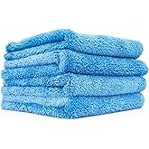 The Rag Company Eagle Edgeless 500 Detailing Towel, 16x16 in, 4-Pack | Paint-Safe &amp; Scratch-Free, Super Plush, Blue, Circular Knit, 70/30 Blend Korean Microfiber, 500 GSM, Edgeless and Tagless