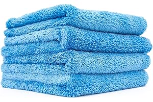 The Rag Company - Eagle Edgeless 500 (4-Pack) Professional Korean 70/30 Blend Super Plush Microfiber Detailing Towels, 500GSM, 16in x 16in, Blue