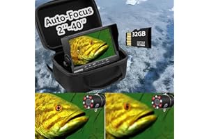 FishPRO 2024 Upgrade [Auto-Focus 2''- 40''] Underwater Fishing Camera DVR 32GB, Ice Fishing Camera Underwater 1200TVL, IR&LED Light for Dark, 4500mAh Li-Battery w/ [Spare Charging Port], 49Ft Cable