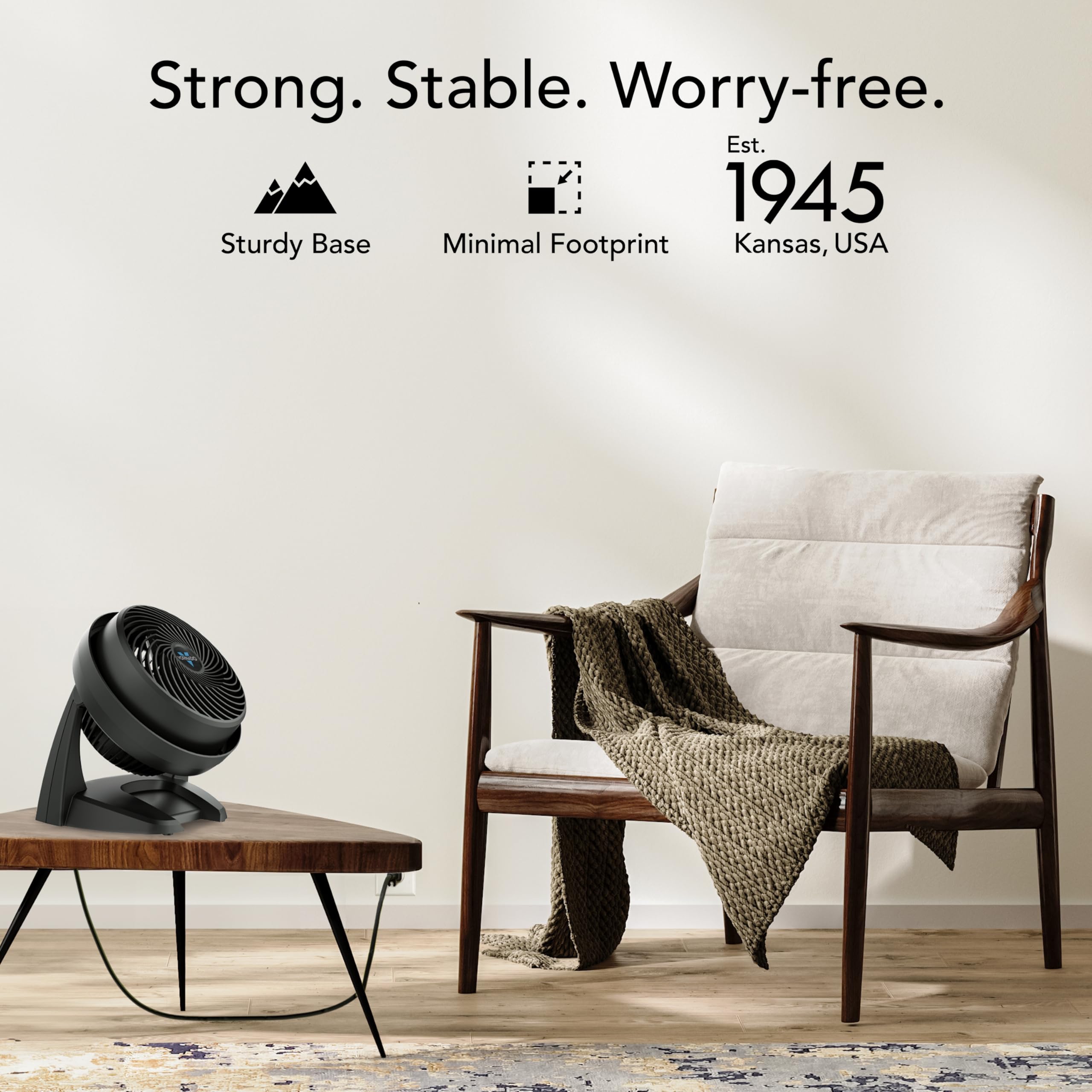 Vornado 630 Mid-Size Whole Room Air Circulator Fan for Home, 3 Speed Settings, Adjustable Tilt, Removable Grill, 9 Inch, Powerful Airflow, Manual Control Dial, Quiet Fan for Bedroom, Black