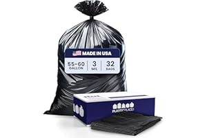 Plasticplace Black Contractor Bags, 55 Gallon, 38x58, 3 Mil, 32/case