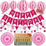 Itsy Bitsy Party Co Premium Reusable Pink Birthday Decoration Set