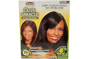 African Pride Olive Miracle Deep Conditioning No-Lye Relaxer - Super Kit 8-Count