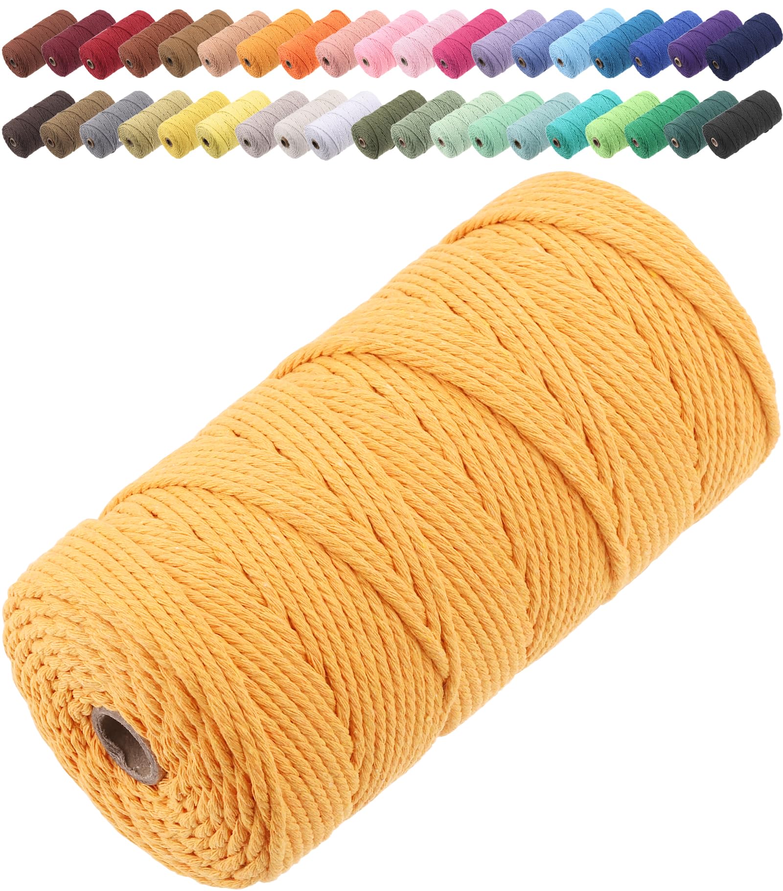 GOHOF Macrame Cord 3mm x 150m Premium Cotton Macrame Rope, 4 Strand Twisted Soft Cotton Cord, One of The Most Perfect Materials for Macrame Art, Cotton String Without Chemicals (Orange) — image 1