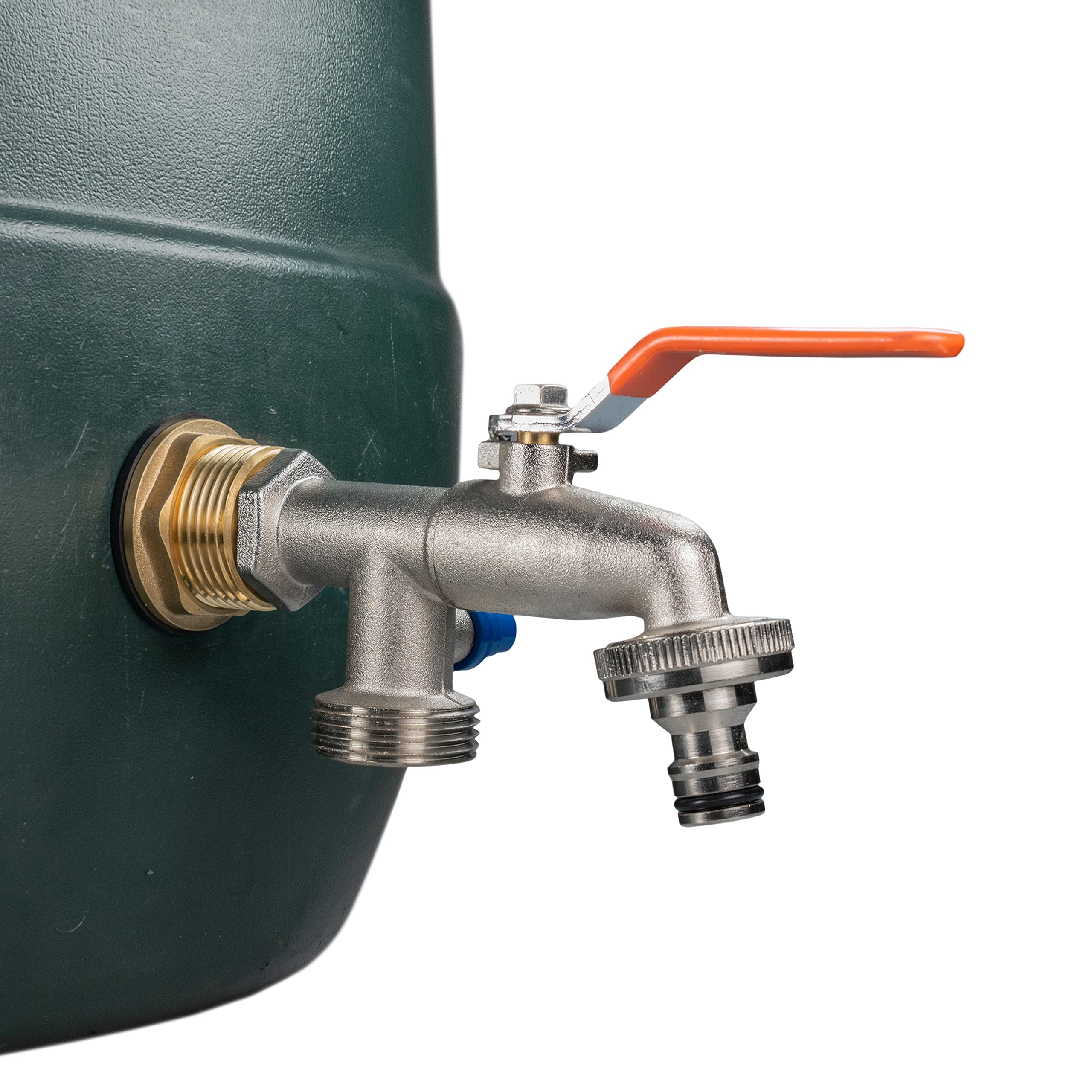 Solid Metal Water Tank Replacement Outlet & Adapter for 1” BSP Tanks with Quick Hosepipe Connector Double Outlet Nickel Plated Brass Lever Tap, Anti-Leak, Anti-Corrosion & Rust Upgrade Kit + PTFE