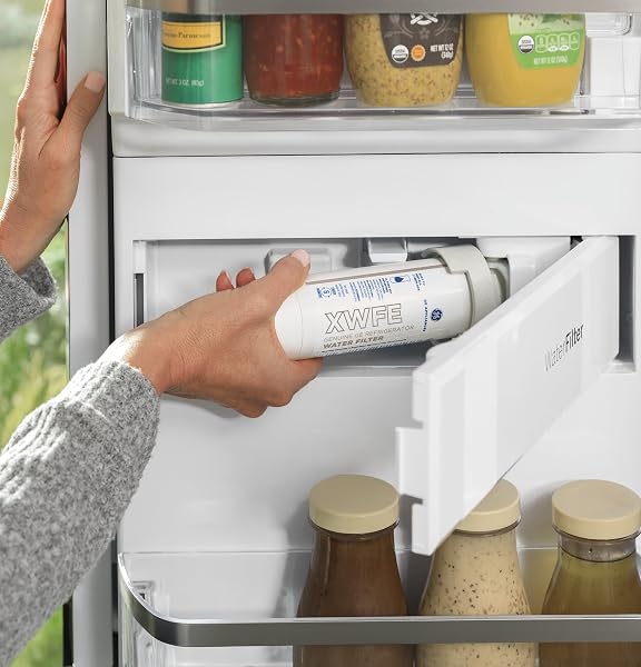 GE XWFE REFRIGERATOR WATER FILTER, GENUINE REPLACEMENT FILTER, CERTIFIED TO REDUCE LEAD, SULFUR, AND 50+ OTHER IMPURITIES, REPLACE EVERY 6 MONTHS FOR BEST RESULTS, PACK OF 1