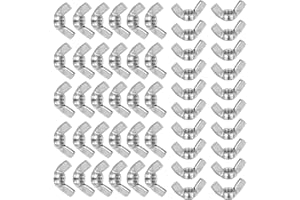 PATIKIL 1/4"-20 Wing Nuts, 50Pcs 304 Stainless Steel Fasteners Parts Butterfly Nut Smooth Finish for Repair Install Construct