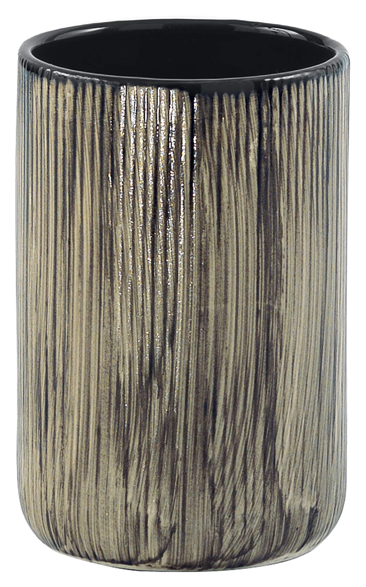 Gedy Naomi portacepillos, Ceramic, Black, 7.5 x 7.5 x 11.5