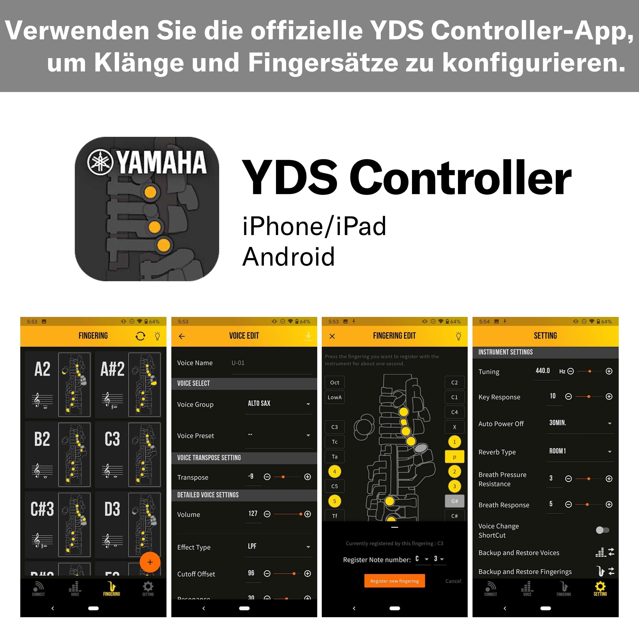 Yamaha YDS-120 Digitales Saxophon - mit 56 authentischen Saxophon Klängen, Atemsensor, Lautstärkeregler, USB- und Kopfhöreranschluss. Die perfekte Verschmelzung akustischer und digitaler Technologien. 7