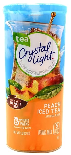 CRYSTAL LIGHT PEACH ICED TEA DRINK MIX, 12-QUART CANISTER 6 PACKETS