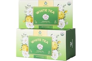 TEAFAY Organic White Tea – 20 Count (40 Cups), 100% Natural, Handpicked, Whole Leaf Pyramid Tea Bags, Individually Wrapped, Subtle Floral Flavor, Caffeinated, Eco-Friendly