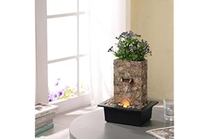 Kalona Décor Indoor Waterfall Fountain: Relaxation Tabletop Fountain Resin Material for Serene Meditation Automatic Plant Watering for Home & Office Decor