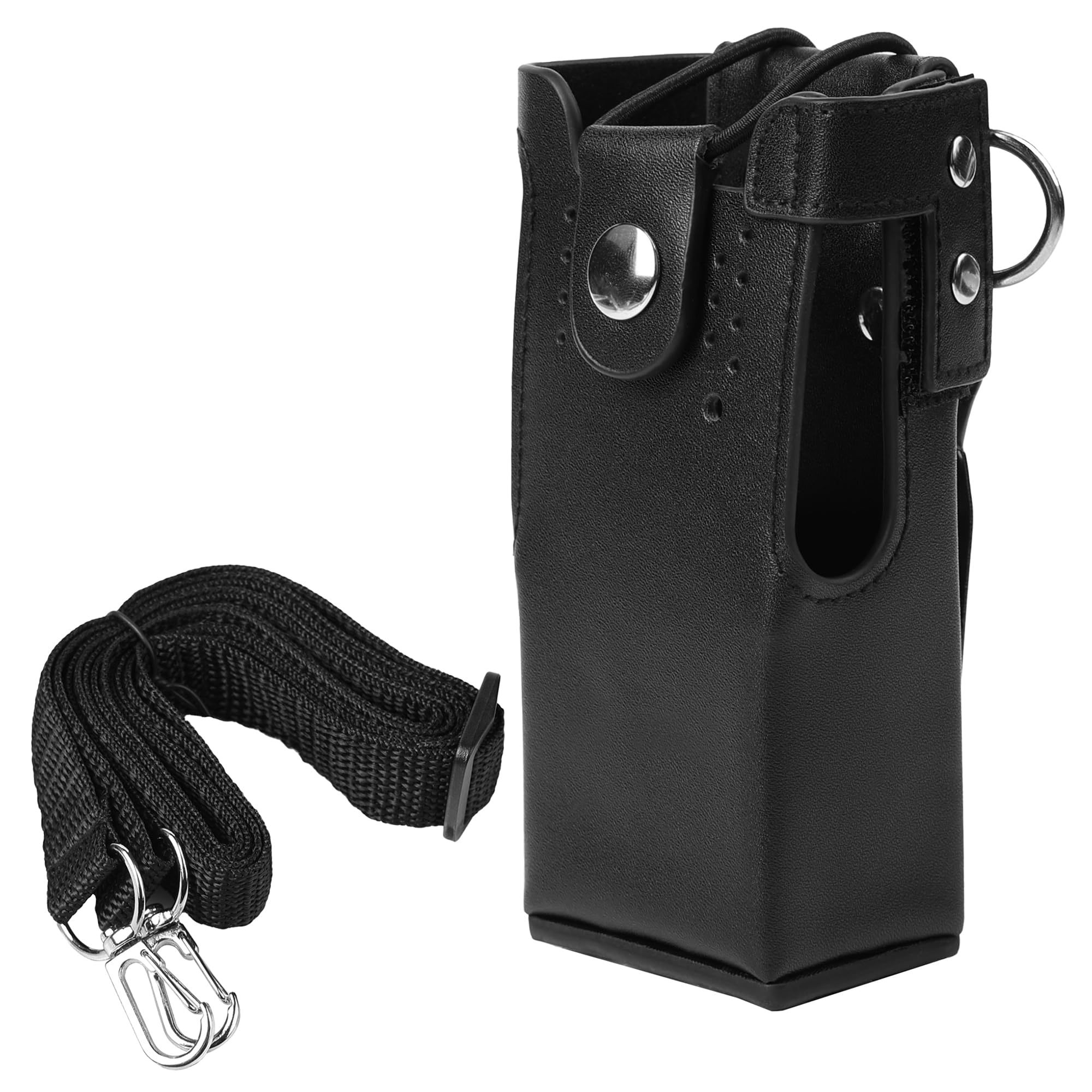 SUNDELY Carrying Case Holder Holster Pouch Bag Compatible with Motorola Radio GP320 GP328 GP340 GP380 HT1250 PR860 PRO7150 Walkie Talkie with Strap & D Ring (PU Case with Metal Belt Clip & Strap)