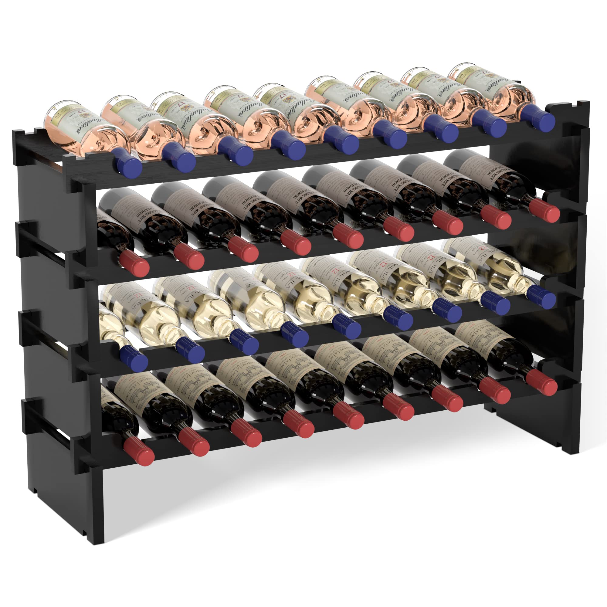 Photo 1 of *FOR PARTS ONLY* Domax Wine Rack Freestanding Floor - 36 Bottle Wooden Stackable Wine Storage Holder for Cabinet, Bar, Pantry and Cellar 33.5 inch Wide(Black)