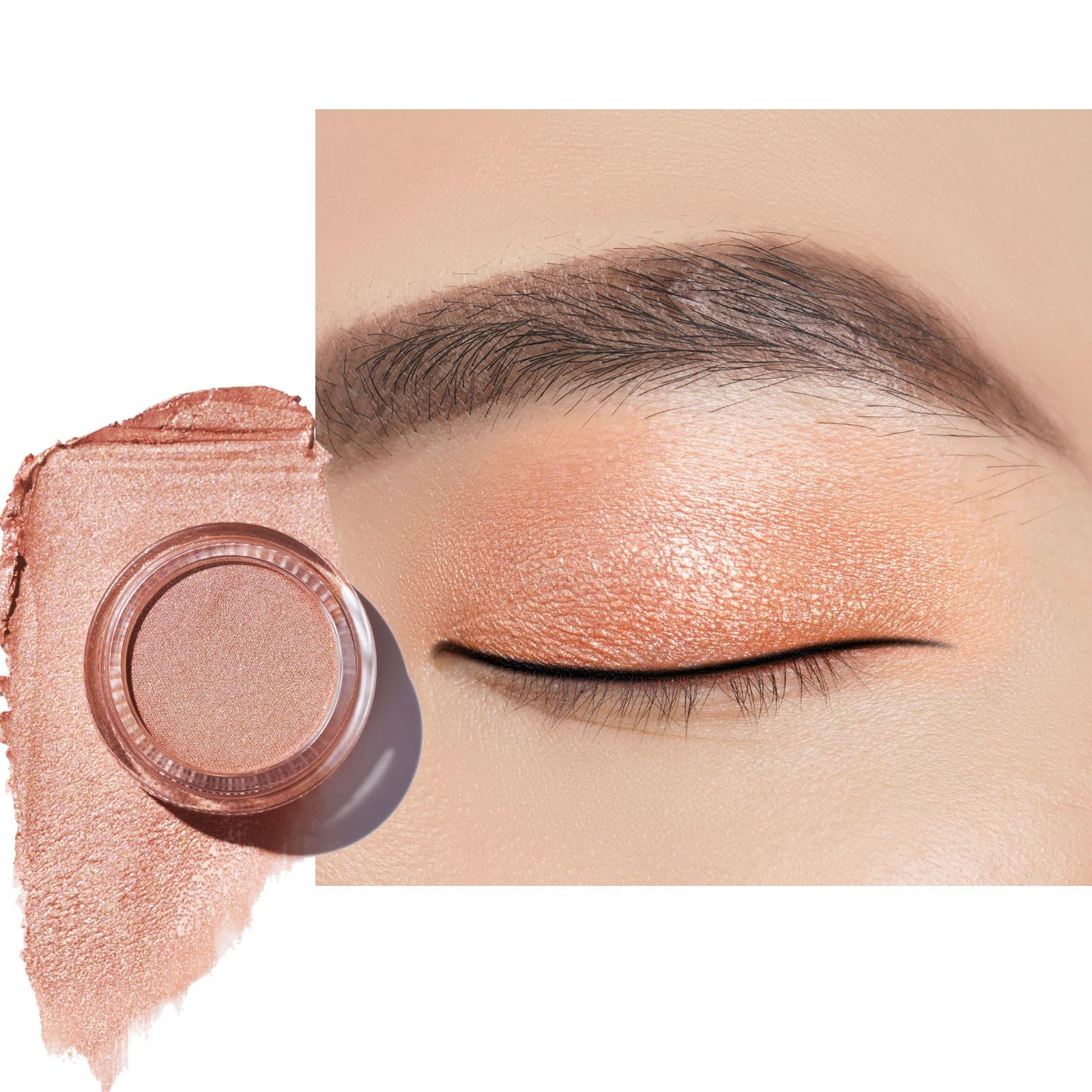Oulac Shimmer Eyeshadow Satin Finish| Peach Eyeshadow & Highlighter Duo| Waterproof & Long-Lasting| Longwear Blendable Shimmer Eye Make-up | Vegan | 06g (O10) Sahara Gold — image 1