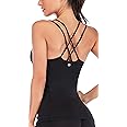 RUNNING GIRL Yoga Tank Tops for Women Built in Shelf Bra B/C Cups Strappy Back Activewear Workout Compression Tops