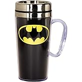 Spoontiques - Insulated Travel Mug - Batman Logo Coffee Cup - Coffee Lovers Gift - Funny Coffee Mug - 14 oz - Black