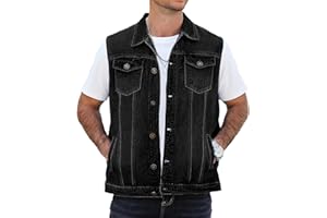 LBDLONGBIDA Men's Denim Vest,Slim Fit Sleeveless Jacket Vintage Casual Summer Jean Vest for Men