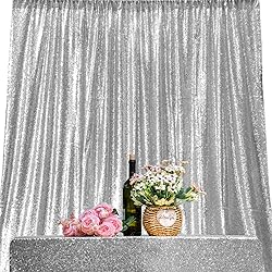 JYFLZQ Silver Sequin Backdrop Curtain 8x10ft(WxH) 1