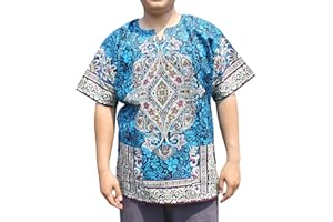 RaanPahMuang Dashiki Shirt Radiant Colors Casual Paisley Intricate Aum Print