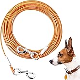 Mi Metty Tie Out Cable for Dogs, 10/20/30/50/ 100FT Dog Leads for Yard Chew Proof, Heavy Duty Dog Tie Out Cable for Large Dog