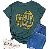 Football Shirts for Women Game Day Shirt Football Season Tshirt Sunday Graphic Tee Gifts Party Short Sleeve Tops