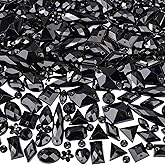 Umillars 500 Pieces Mixed Acrylic Flatback Sew on Rhinestones Crystal Gems Diamante for Clothes Crafts DIY Dress Shoes Bag Decorations (Black)