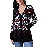KOJOOIN Women's Ugly Christmas Cardigans Button Down Open Front Knit Pullover Holiday Vacation Long Sleeve Cardigan Sweaters