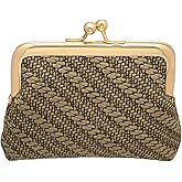 Coin Purse Vintage Bag Lock Wallet Buckle Kiss Lock change purse change holder wallet coin Leather coin wallet(A Brownish-green)