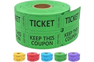ESSENTIAL 500 Raffle Tickets Double Roll, Raffle Tickets Roll with Name and Phone Number, for Raffle, Events, Classroom, Entry, Class Reward & Door Prize (Green)