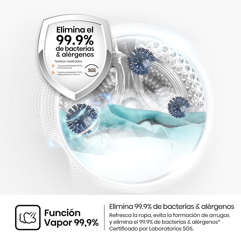 WD1I9042BTF2 - Máquina de lavar e secar 9 kg/5 kg, 47cm de profundidade, 1400 rpm, 59' Lavagem e Secagem, Dispensador Automix, Programa de Lavagem Automática, Função Anti-rugas, Lavagem a jato pura, Função de vapor a 99,9%, Prata