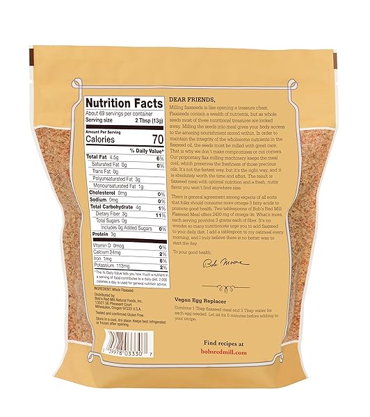 BOB’S RED MILL FLAXSEED MEAL, 32OZ (PACK OF 4) – NON GMO, VEGAN, PALEO FRIENDLY, KETO FRIENDLY, KOSHER