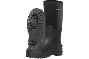 HISEA Men's Rubber Neoprene Rain Boots, Snow Boots - Tall Warm Waterproof Mens Winter Boots Durable Slip Resistant Boots for Men Outdoor Working, Hunting, Fishing