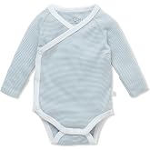 MORI Baby Long Sleeve Kimono Bodysuit for Boys and Girls - Viscose from Bamboo - Infant Romper with Nickel Free Poppers