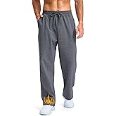 Soothfeel Men's Fleece Sweatpants Cotton Open Bottom Straight Leg Baggy Winter Warm Pants Sweatpants