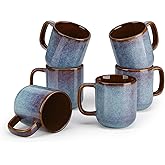 vancasso Coffee Mugs Set of 6, 12 Oz Ceramic Coffee Cups with Handle, Ceramic Unique Glaze Coffee Cup for Cappuccino, Latte, Tea, Cocoa, Dishwasher & Microwave Safe Gift Sets, Blue, Series ONION