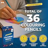 SOL 36 Colouring Pencils Assorted Set 36 Colors Break-Resistant Artist Tools view 3