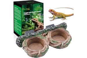 HYGGER ZOO Magnetic Reptile Feeding Ledge, Gecko Feeder Ledge with One Piece Cup, Hollow Vine Food Dish, Reptile Water Bowl for Bearded Dragon Lizard Snake