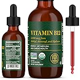 Global Healing Center - Vitamin B12 Sublingual 5000 MCG Organic Liquid Supplement, Methylcobalamin, Adenosylcobalamin, Hydroxo Long-Lasting Energy and Healthy Metabolism - Vegan B12 Vitamins (1 Oz)