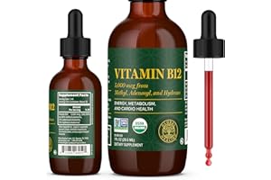 Global Healing Center - Vitamin B12 Sublingual 5000 MCG Organic Liquid Supplement, Methylcobalamin, Adenosylcobalamin, Hydroxo Long-Lasting Energy and Healthy Metabolism - Vegan B12 Vitamins (1 Oz)